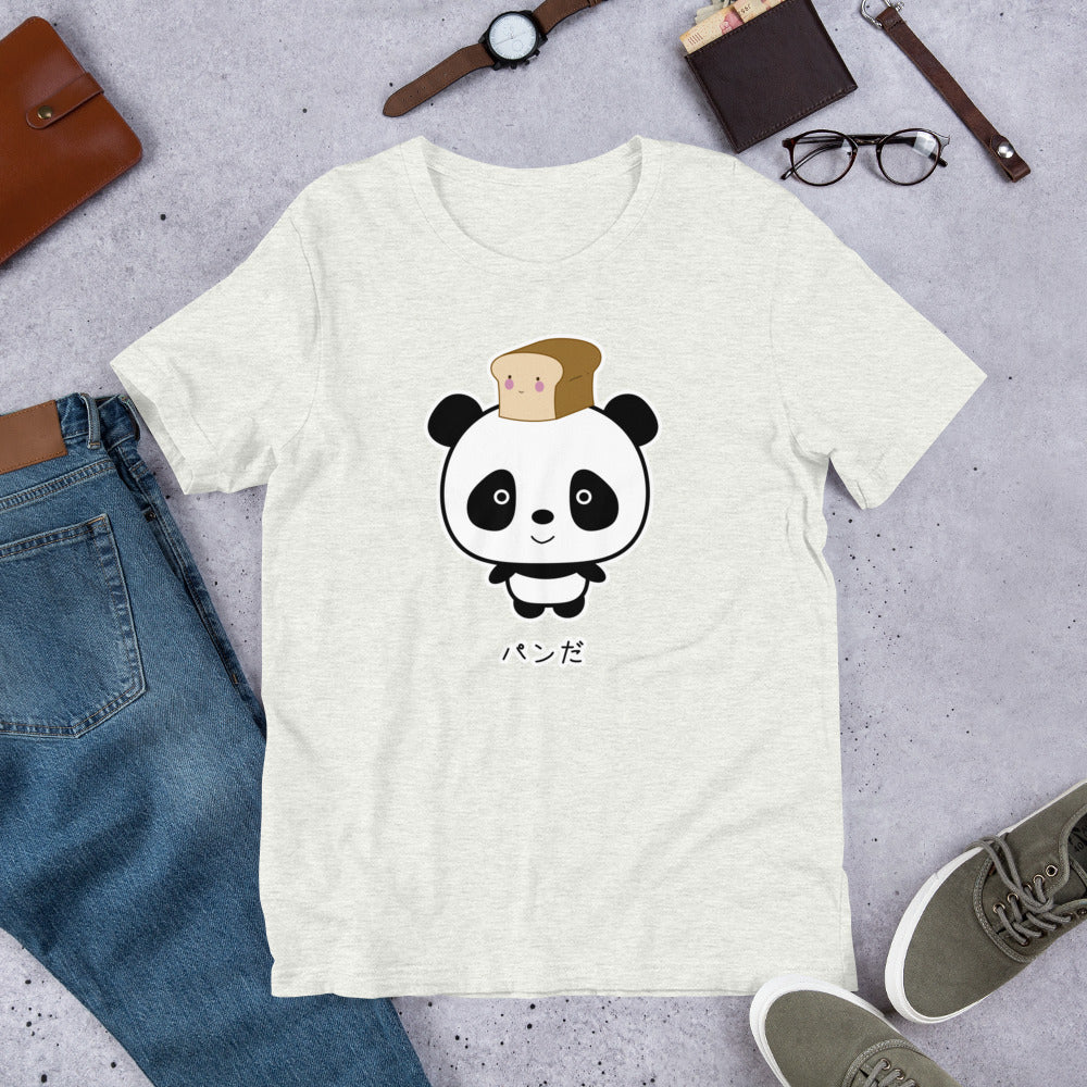 Cute and Kawaii Panda with Bread Pan Da! in Japanese Oyaji Gyagu Short-Sleeve Unisex T-Shirt - Image 4