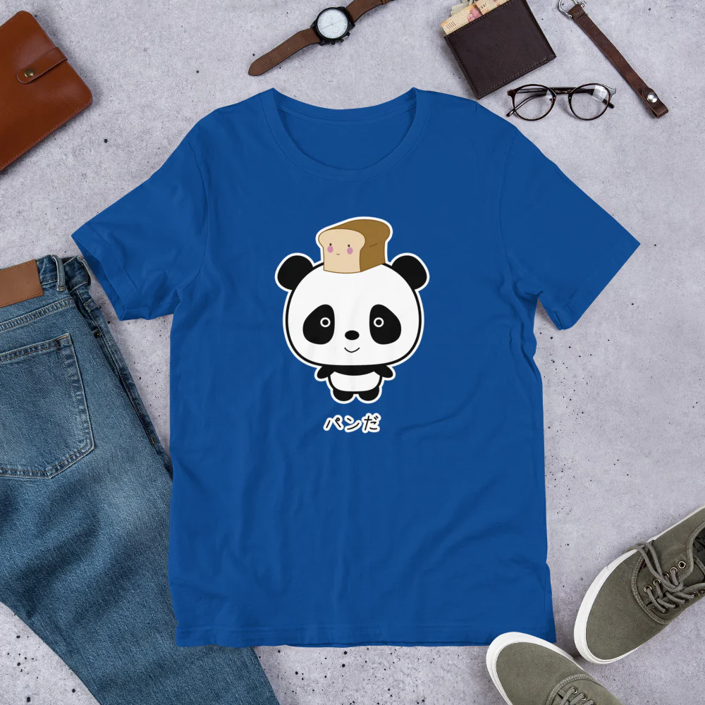 Cute and Kawaii Panda with Bread Pan Da! in Japanese Oyaji Gyagu Short-Sleeve Unisex T-Shirt - Image 6