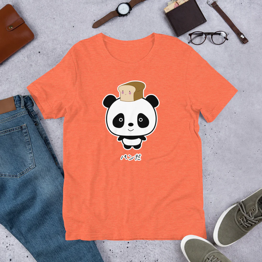 Cute and Kawaii Panda with Bread Pan Da! in Japanese Oyaji Gyagu Short-Sleeve Unisex T-Shirt - Image 7