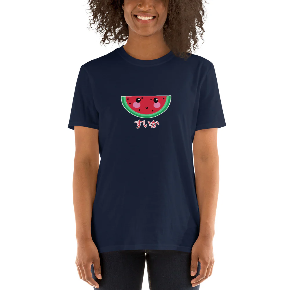 Kawaii Fruits in Japanese watermelon すいか Short-Sleeve Unisex T-Shirt - Image 3