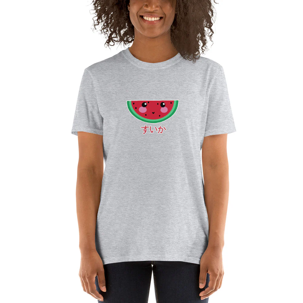 Kawaii Fruits in Japanese watermelon すいか Short-Sleeve Unisex T-Shirt - Image 4