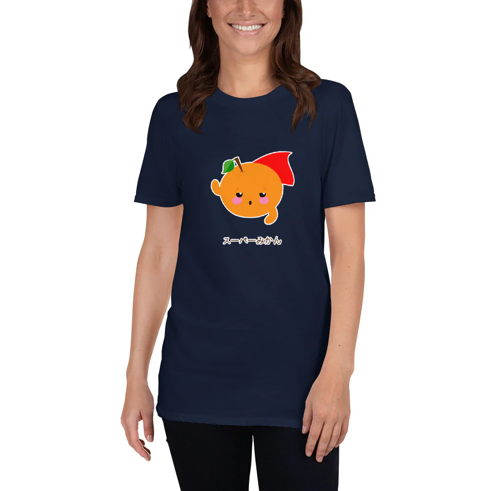 Super Mikan Japanese Anime Kawaii Orange Character Short-Sleeve Unisex T-Shirt - Image 3