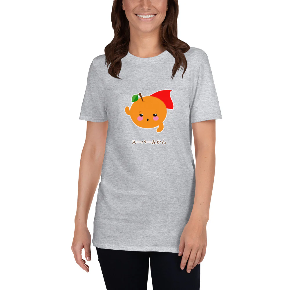 Super Mikan Japanese Anime Kawaii Orange Character Short-Sleeve Unisex T-Shirt - Image 4